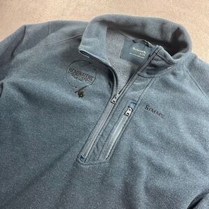 Simms Mens XL Blue Textured Fleece Quarter Zip Pullover Headwaters Outfitters